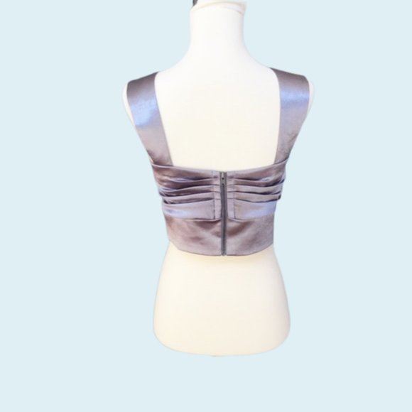 Ramy Brook Silver Satin Crop with Bow Front 6/8 - Picture 2 of 2